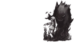 Pokémon Gengar anime girls monochrome