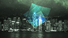 polyscape monochrome City City Lights Stars Turquoise