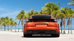 Porsche Panamera Car Porsche palm trees vehicle rear view