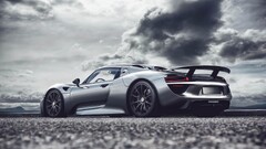 Porsche Porsche 918 Spyder gray Car worm's eye view