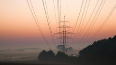 power lines mist landscape utility pole