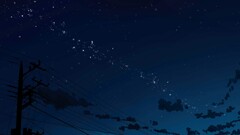 power lines sky Anime artwork