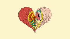 psychedelic colorful heart Minimalism artwork Simple Background