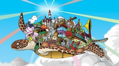 psychedelic colorful turtle fantasy art cyan