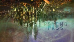 psycho-pass Anime cityscape upside down City Lights
