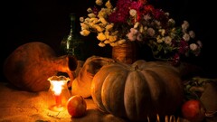 pumpkin Candles Flowers apples