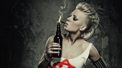 punk Molotov Women blonde bottles smoke Cigarettes People