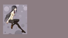 purple background black hair long hair school uniform stockings