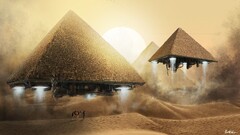 pyramid digital art Egypt desert science fiction