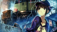 Rail Wars Anime anime girls uniform black hair black eyes hat