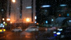 rain water on glass bokeh City