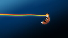rainbows blue fox stupid fox Minimalism blue background Animals