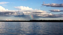 rainbows sky water clouds outdoors