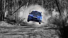 rally cars selective coloring dust Subaru Car