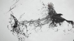 raven digital art monochrome Birds Animals artwork ink