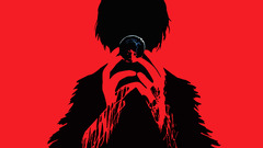 red background artwork red hands