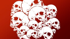 red background skull artwork Simple Background