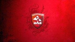 red background triangle logo digital art
