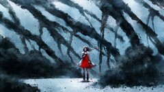 red dress smoke artwork Women NanFe fantasy girl fantasy art