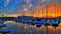reflection clouds Sea Harbor boat sunset hdr sky vehicle water