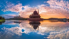 reflection Malaysia architecture sky clouds