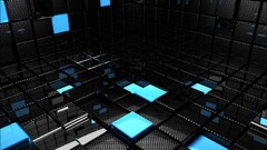render cgi square black blue 3D Blocks 3d digital art cyan