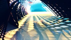 render fractal hangar Minimalism lights blue 3D fractal