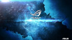 republic of gamers asus blue logo cyan