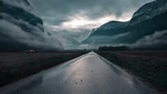 road mist Mountains landscape
