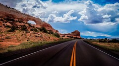 road sky rock clouds landscape USA Utah colorful