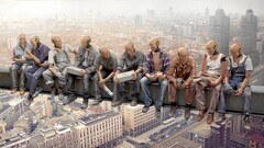 robot heights digital art workers sitting futuristic parody