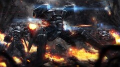 robot mech artwork War destruction fantasy art concept art