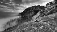 rock hills mist monochrome nature clouds landscape