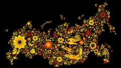 Russia abstract Flowers Plants black background artwork