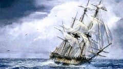 sailing ship artwork ship Sea