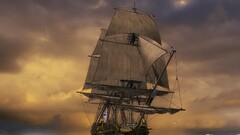 sailing ship Sea nature orange artwork