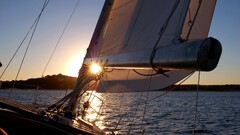 sailing ship Sea sunset boat sailing sunlight vehicle