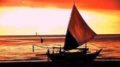 sailing ship Sea sunset vehicle sky horizon