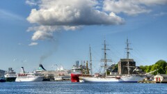 sailing ship ship clouds vehicle