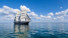 sailing ship water clouds blue ship rigging (ship) vehicle