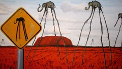 Salvador Dalí elephant surreal signs fantasy art clouds hills