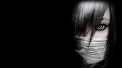 scarf Women dark face Minimalism eyes Simple Background