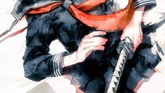 school uniform anime girls weapon sword Katana Anime