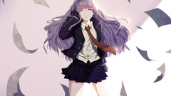 schoolgirl Anime anime girls miniskirt long hair pink eyes tie