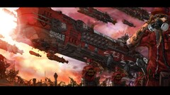 science fiction artwork numbers red vehicle