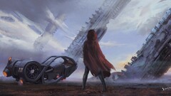 science fiction artwork sky vehicle