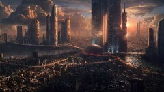 science fiction cityscape futuristic futuristic city digital art