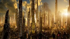 science fiction digital art futuristic city cityscape
