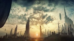 science fiction digital art futuristic city