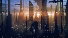 science fiction digital art futuristic city